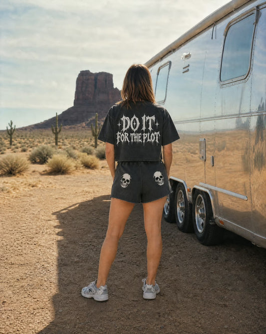 Do it for the plot Raw Edge Drawstring Shorts