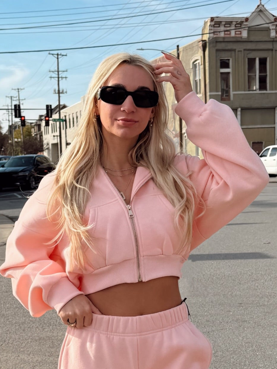 Easy Darling Zip Crop Hoodie