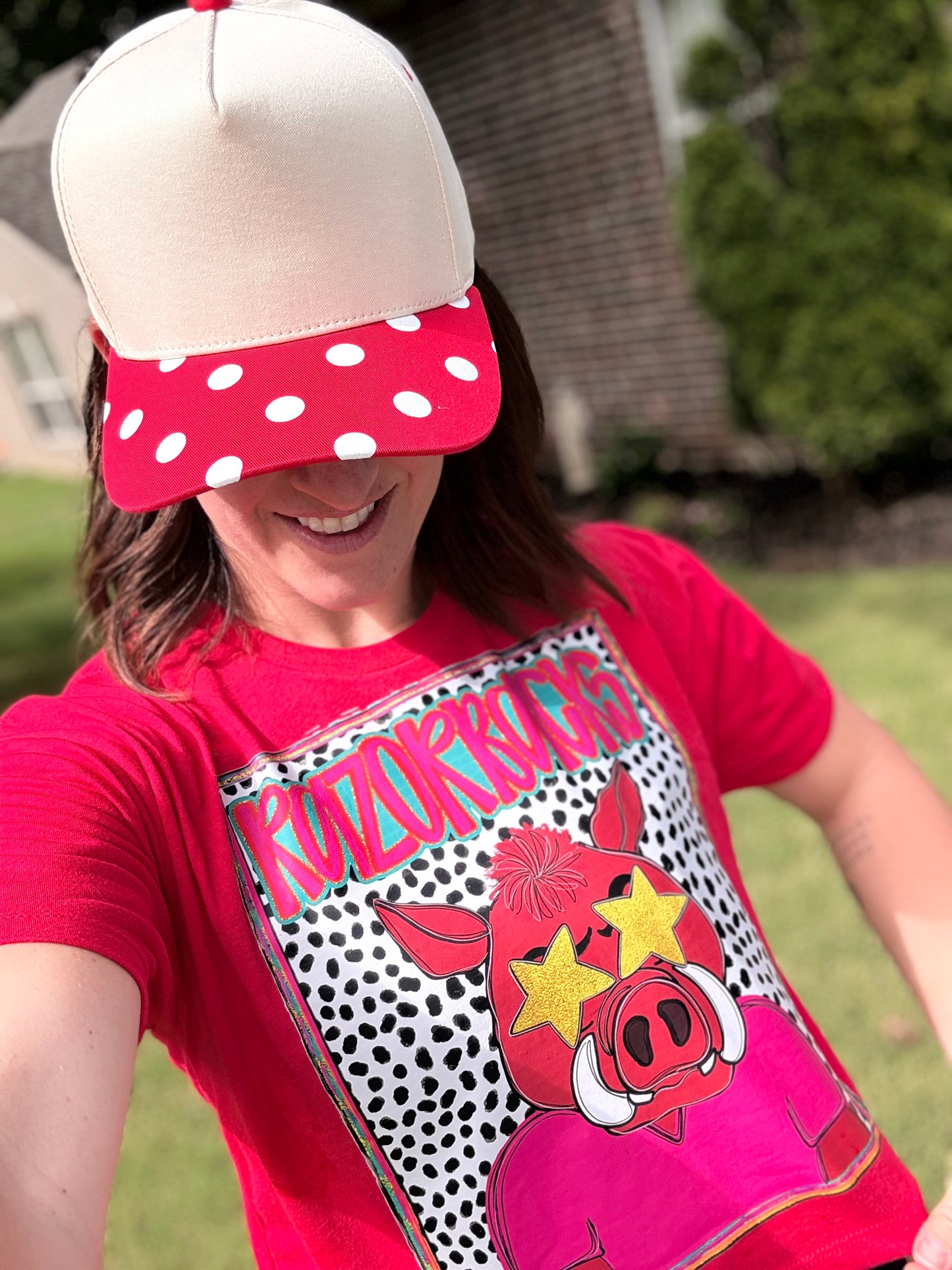 Preppy Razorback red crop