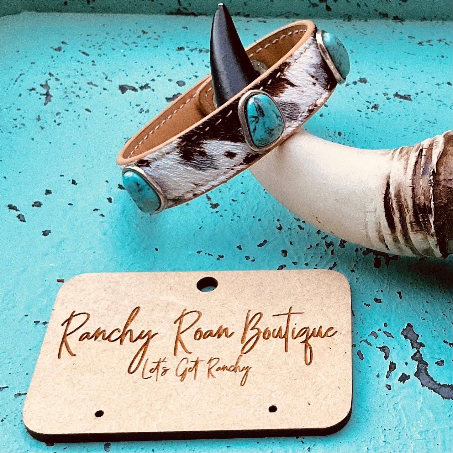 Cowhide Leather Stone Bracelet