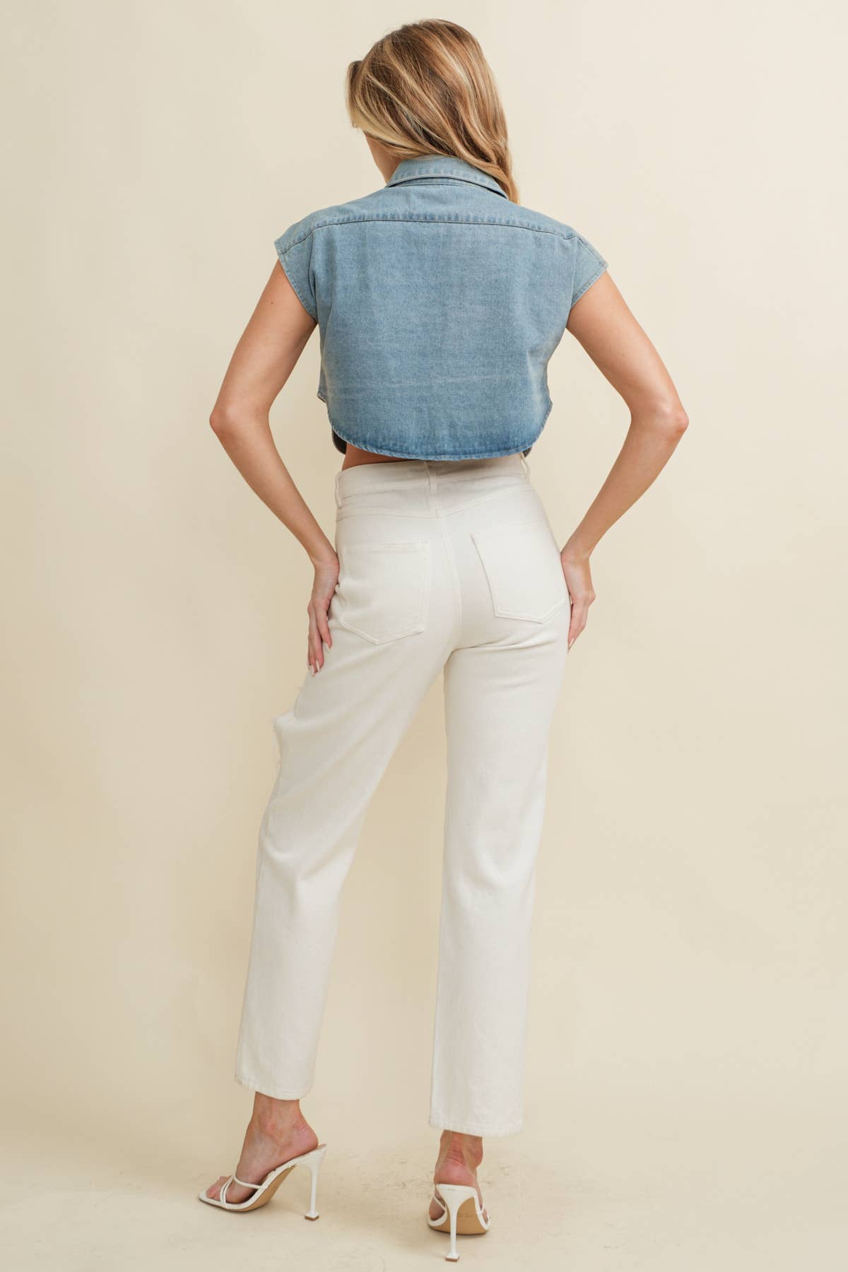 THE DENIM CAP SLEEVE TOP- ready to ship