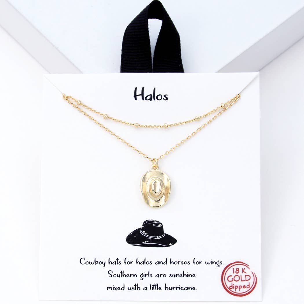 Cowboy Hat Figure Pendant Double Layer Necklace