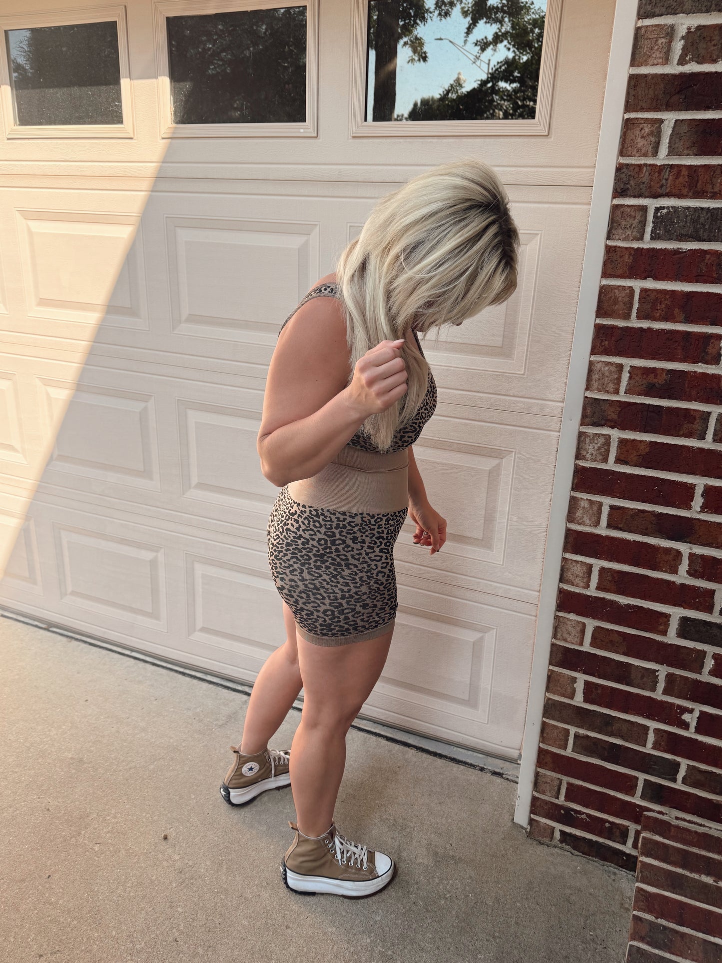 CHEETAH BRA & BIKER SHORT SET