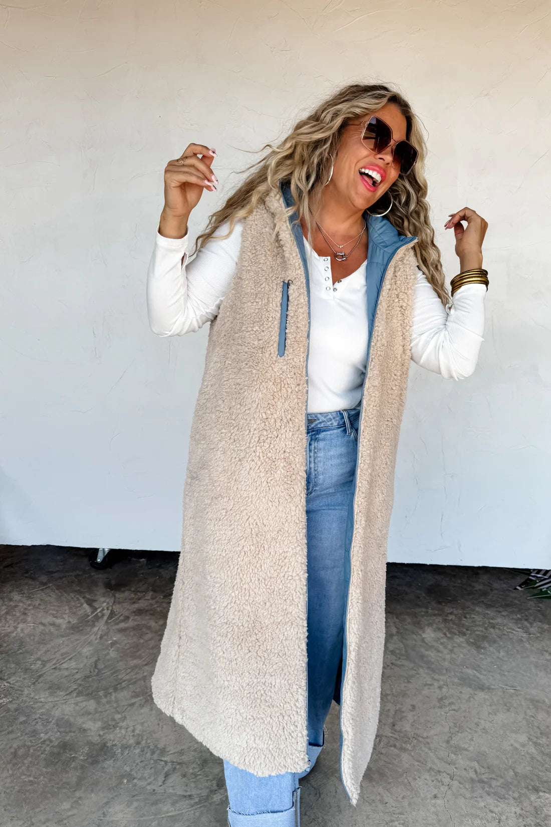 PREORDER- REVERSIBLE SHERPA PUFFER VEST for Dec-8