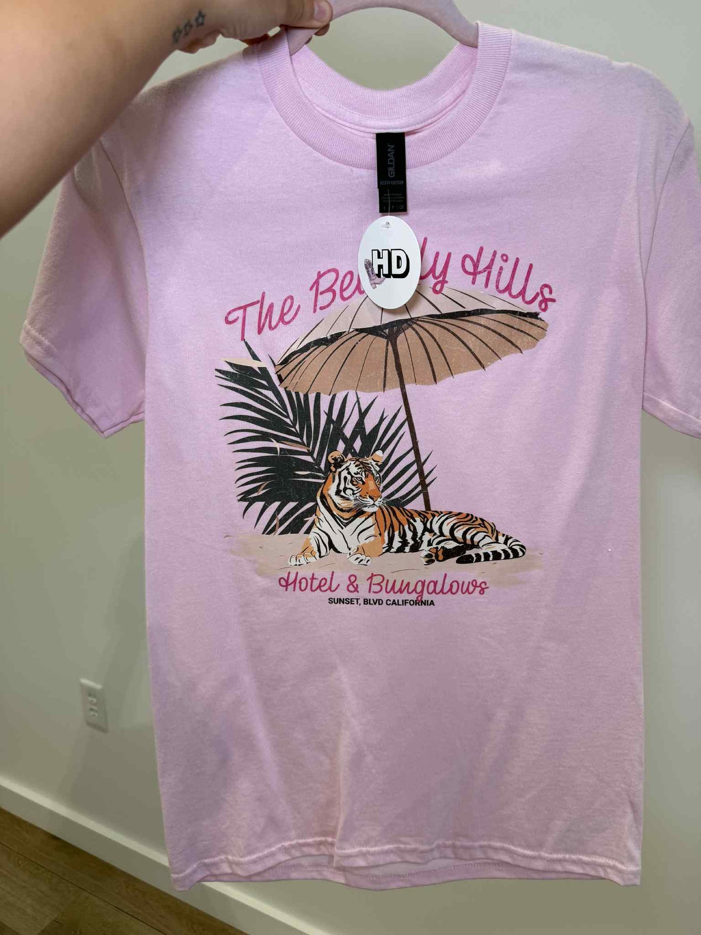 Tiger in the Hills Safety Pink Tee ready to ship