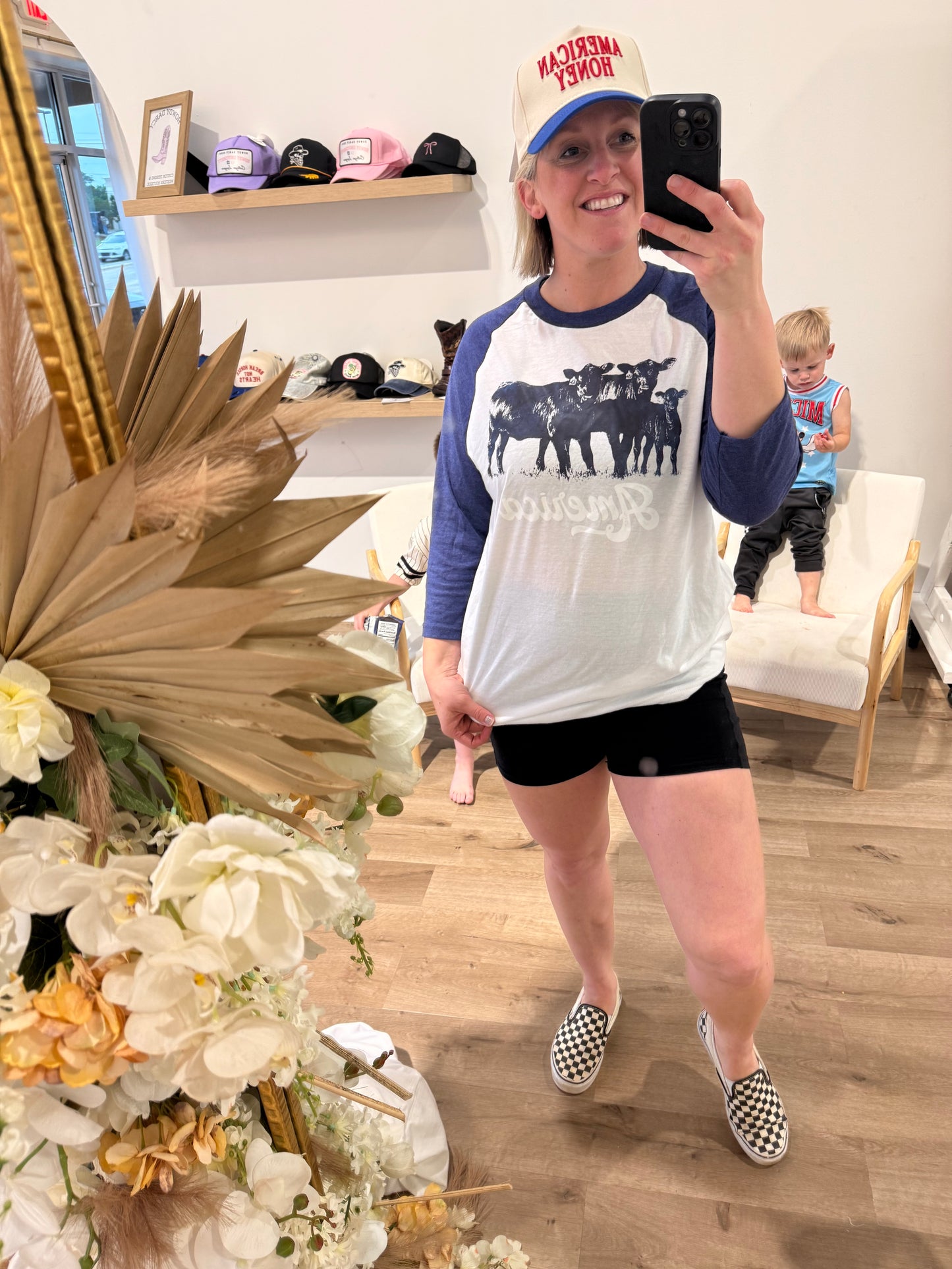 America cows 3/4 raglan tee pre order