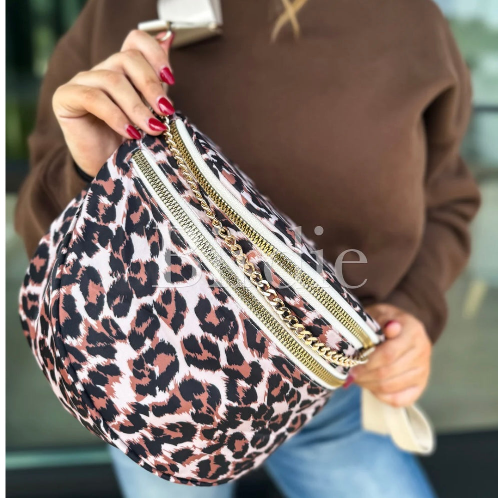 Birdie PREORDER Leopard Double Zipper Crossbody Bag