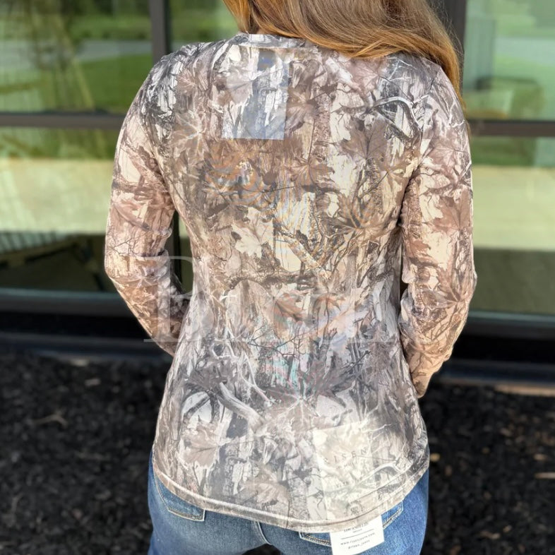 BIRDIE PREORDER Dark Camo Mesh Long Sleeve Top