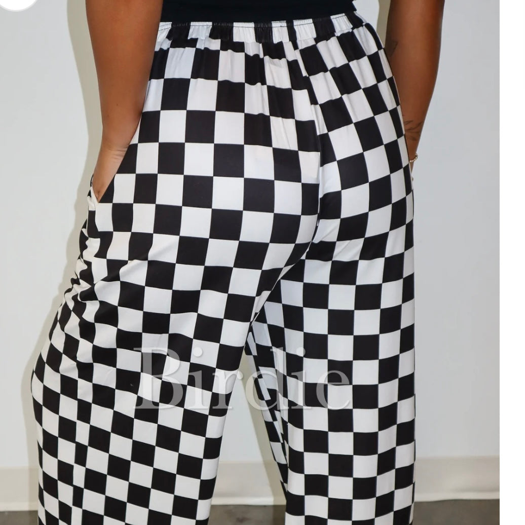 BIRDIE Black & White Checkered Pants ready to ship!!!
