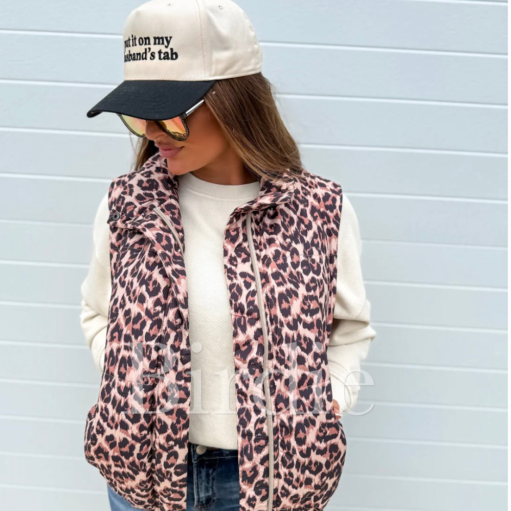 BIRDIE PREORDER Leopard Puffer Vest
