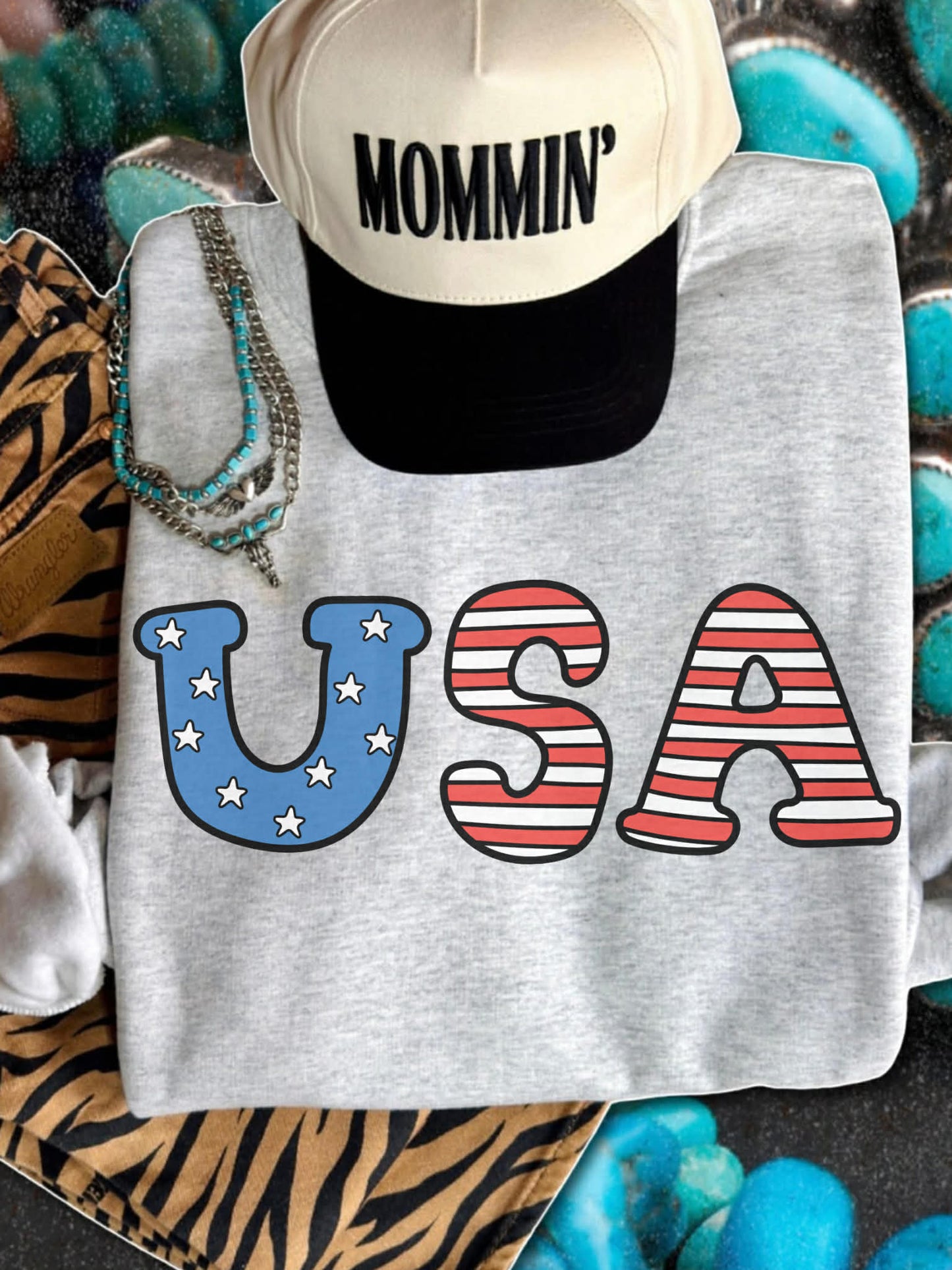 Patterned USA Graphic Tee