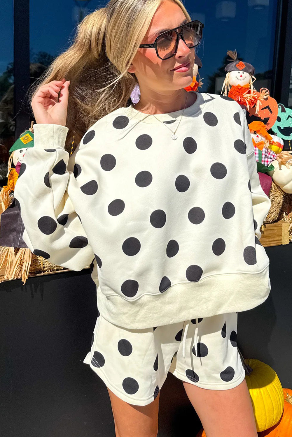 Sky Blue Polka Shorts Set