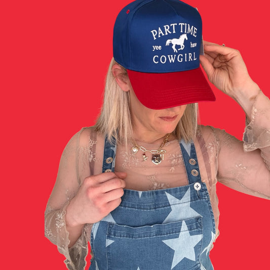 Part Time Cowgirl Two Tone Trucker hat-ready to ship