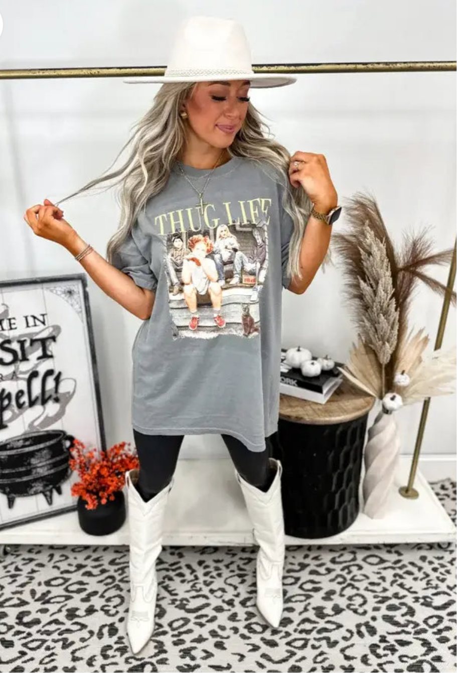 Thug Life Gray Graphic Tee