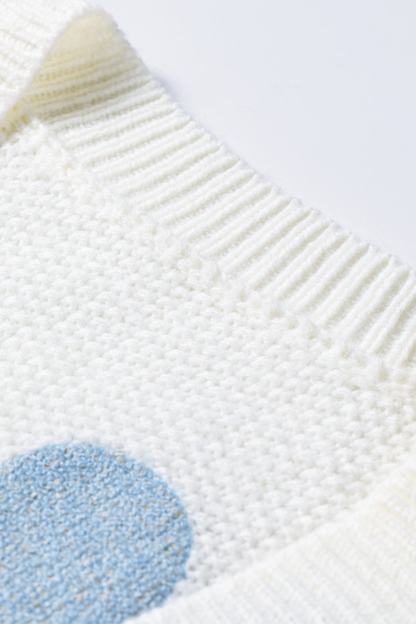 White V Neck Drop Shoulder Button Up Slogan Knit Cardigan