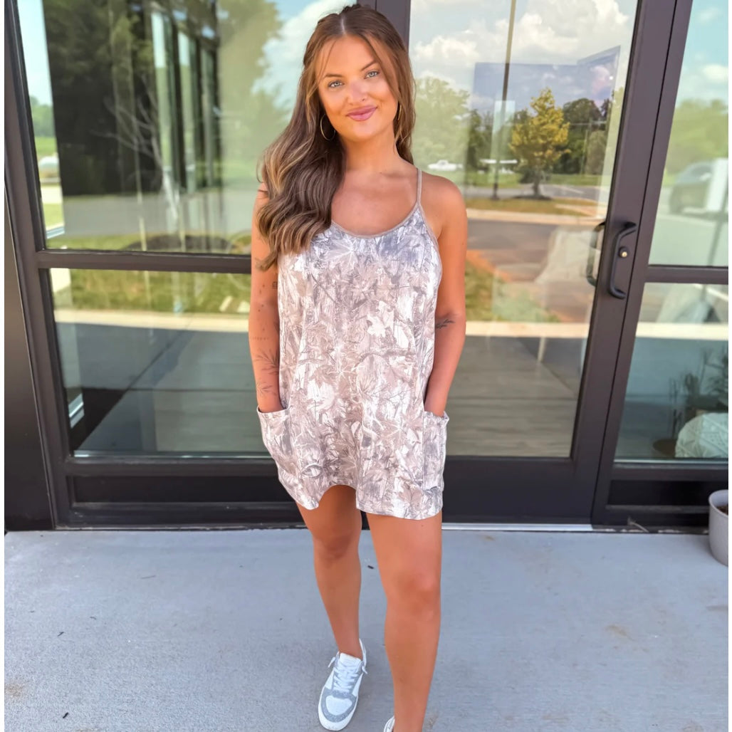 BIRDIE PREORDER Dark Camo Tank Dress with Built in Bra