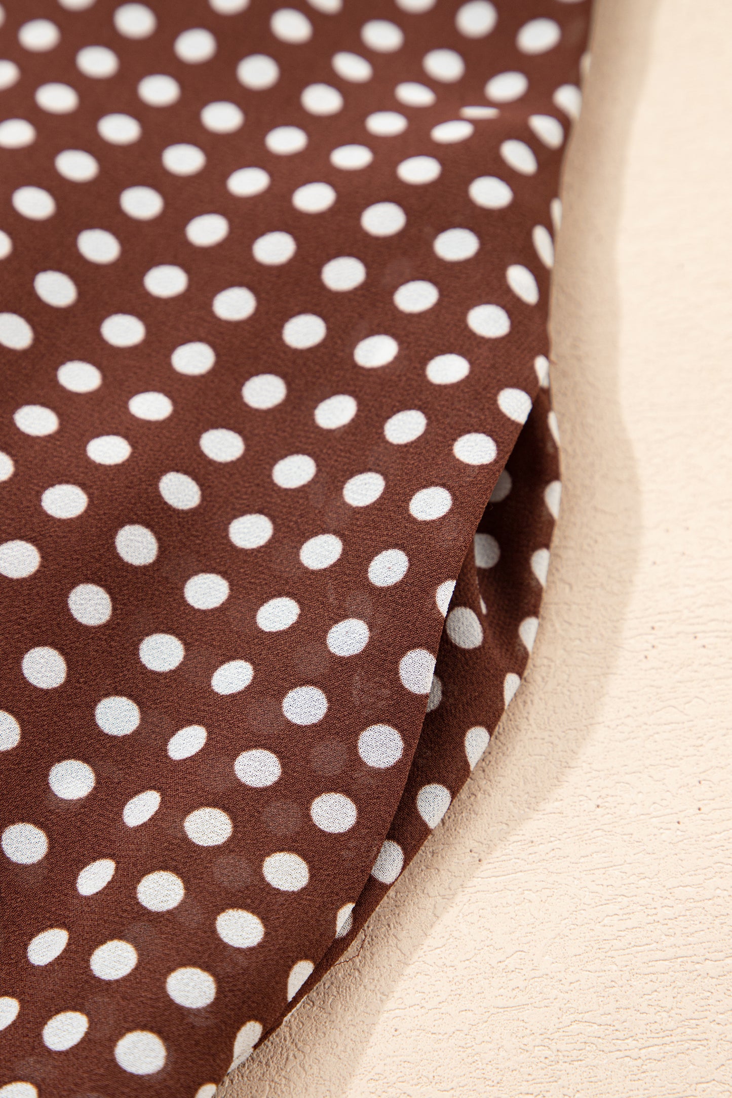 Coffee Polka Dot Print Backless Ruffled Tiered Maxi Dress