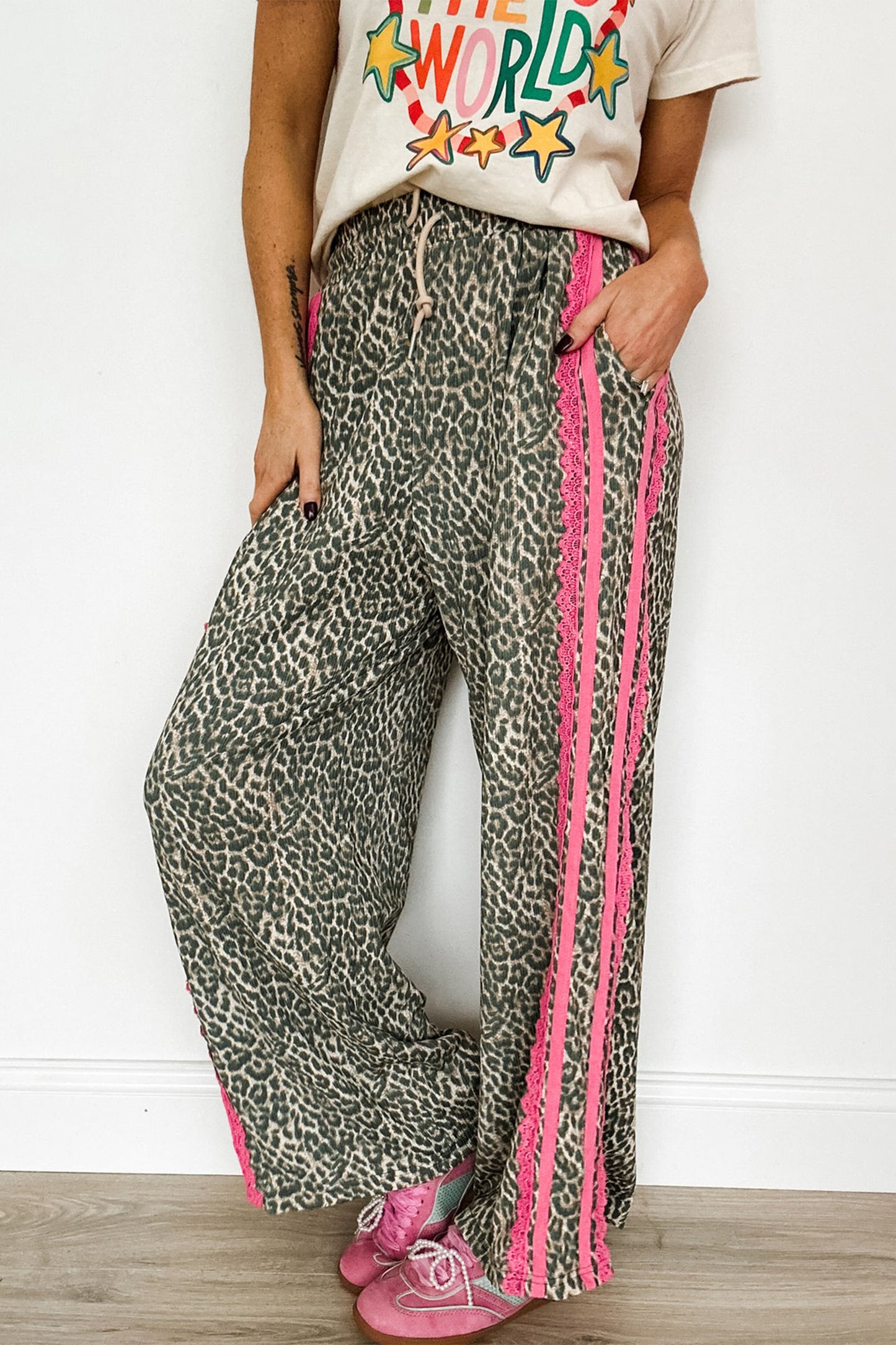 Wild Leopard Lace Striped Pants pre order