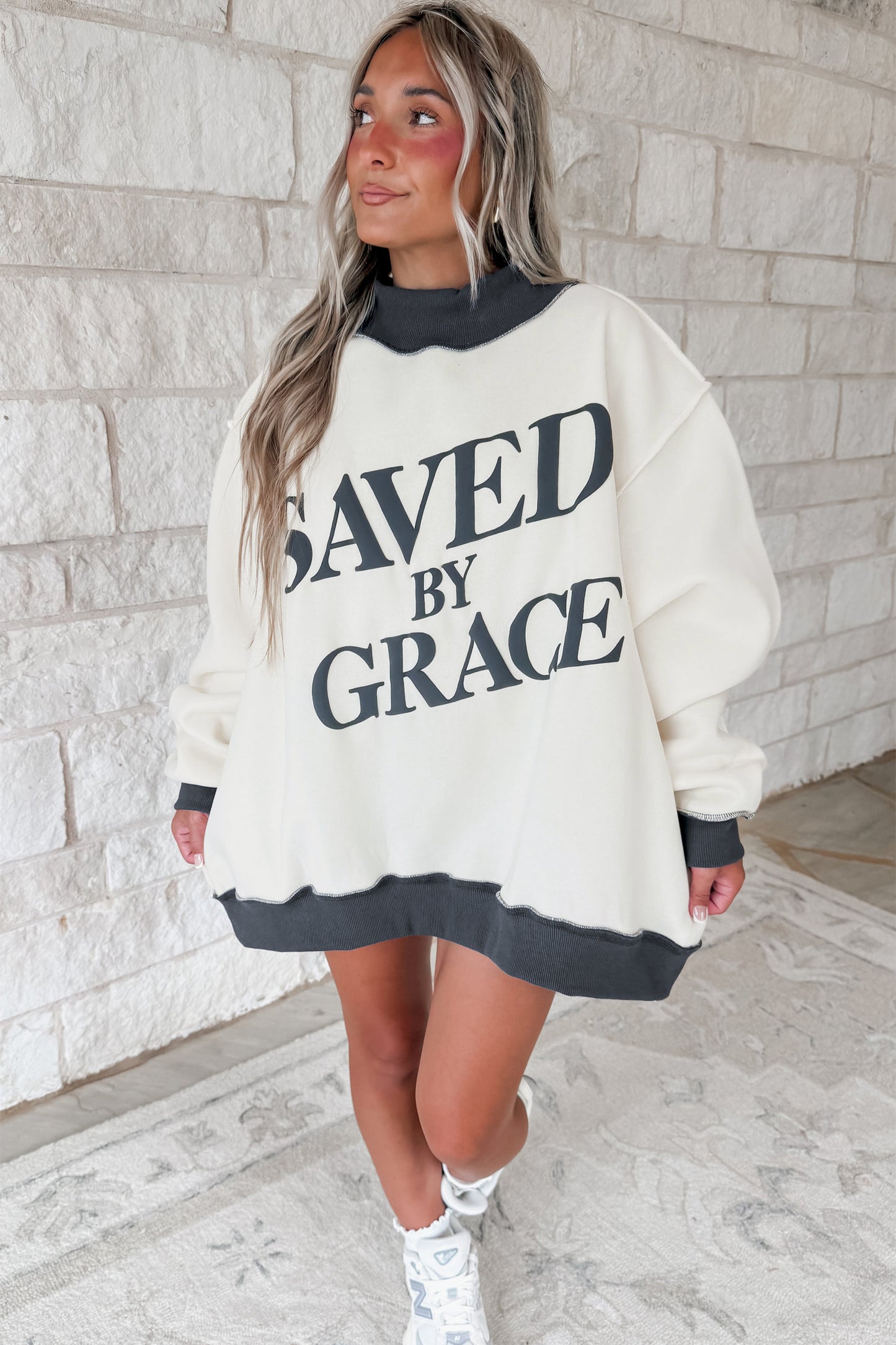 Saved By Grace Mock Neck Sweatshirt