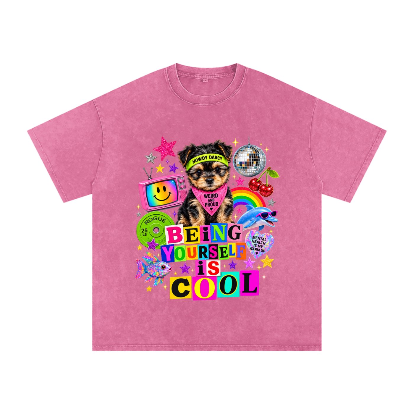Being weird is cool gym graphic boxy tee
