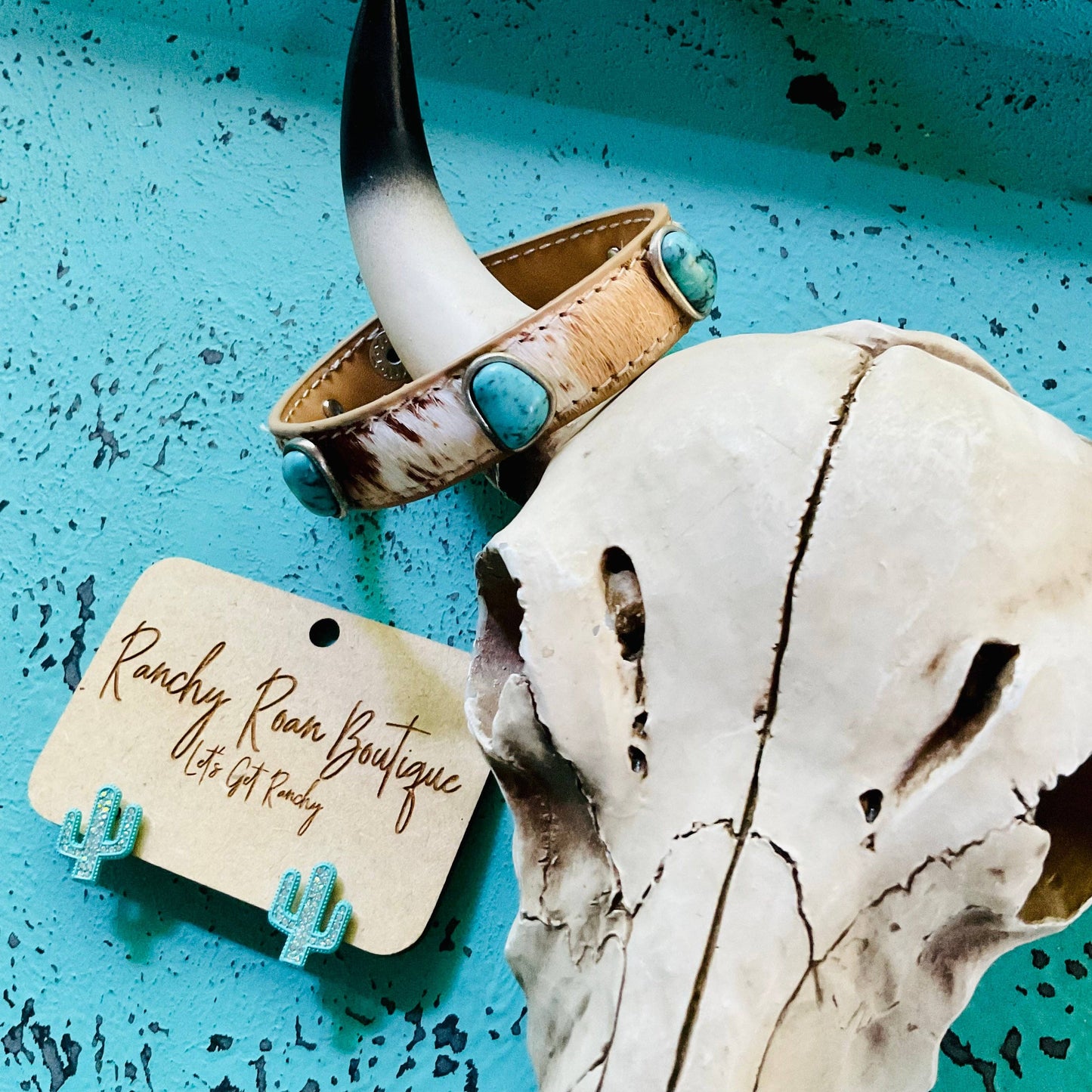 Cowhide Leather Stone Bracelet