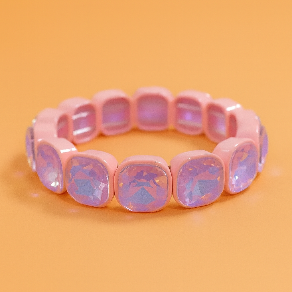 Enamel Stretch Bracelet - Large Gems - Griffin - Asst Colors
