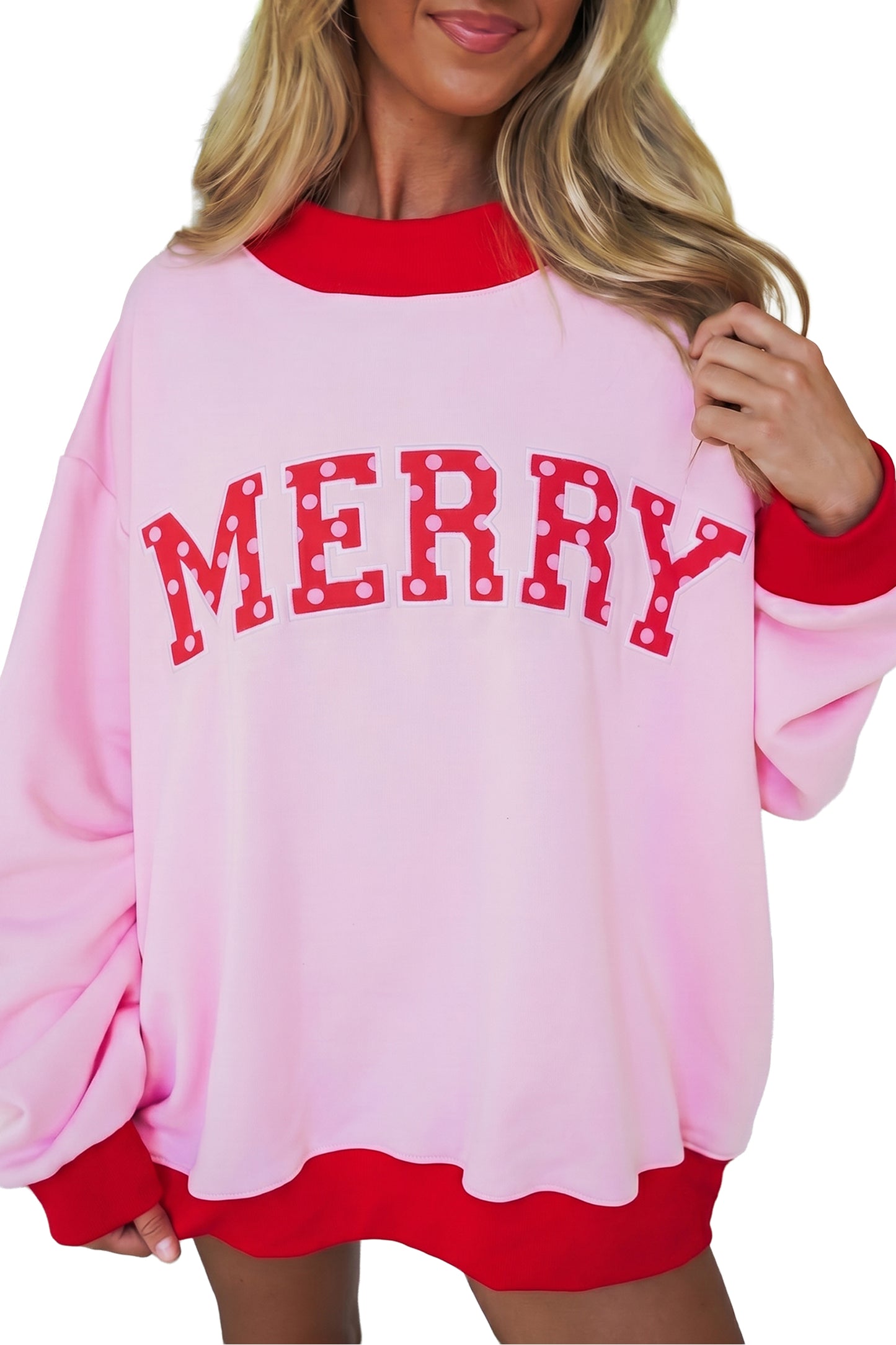 Coffee Polka Dot Letter Graphic Colorblock Mock Neck Tunic Sweatshirt