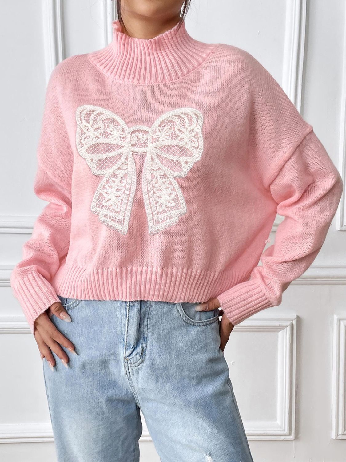 Bows & Comfort Turtleneck Sweater