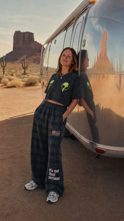 Greetings Earthling I come in Peace Alien Crop Tee