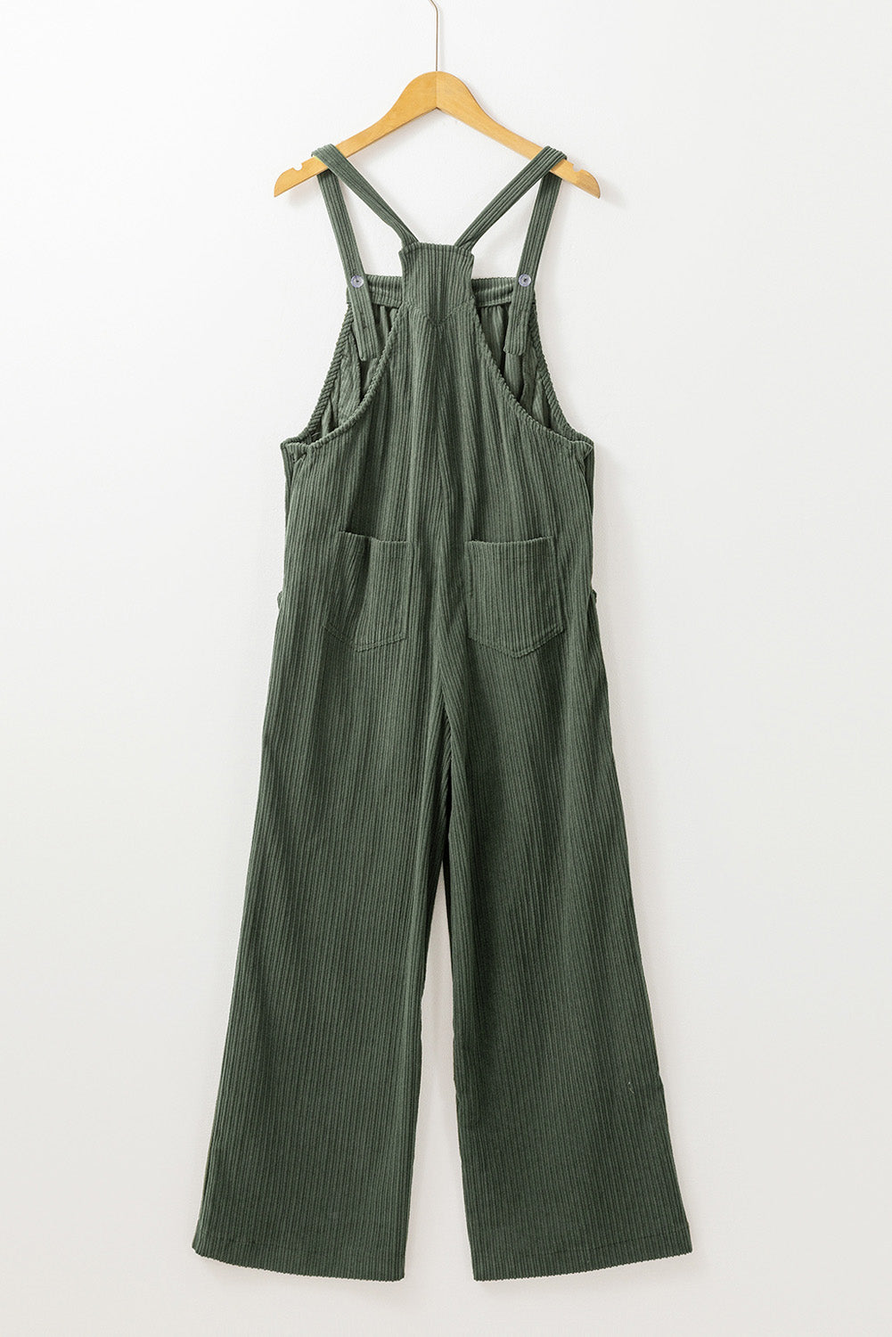 Jungle Green Plus Size Side Pockets Corduroy Overall