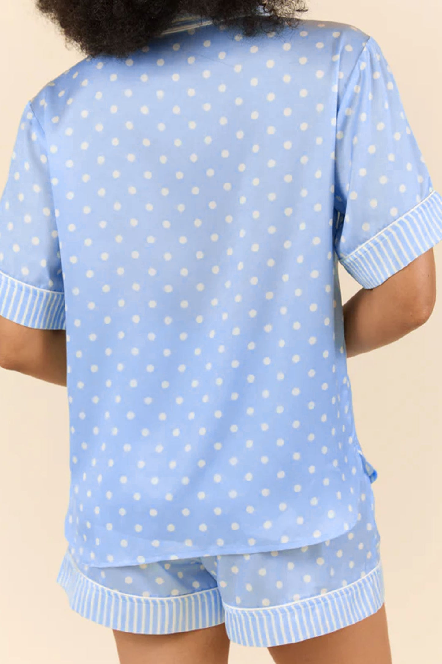 Sky Blue Dotted Print Soft Short Pajama Set pre order