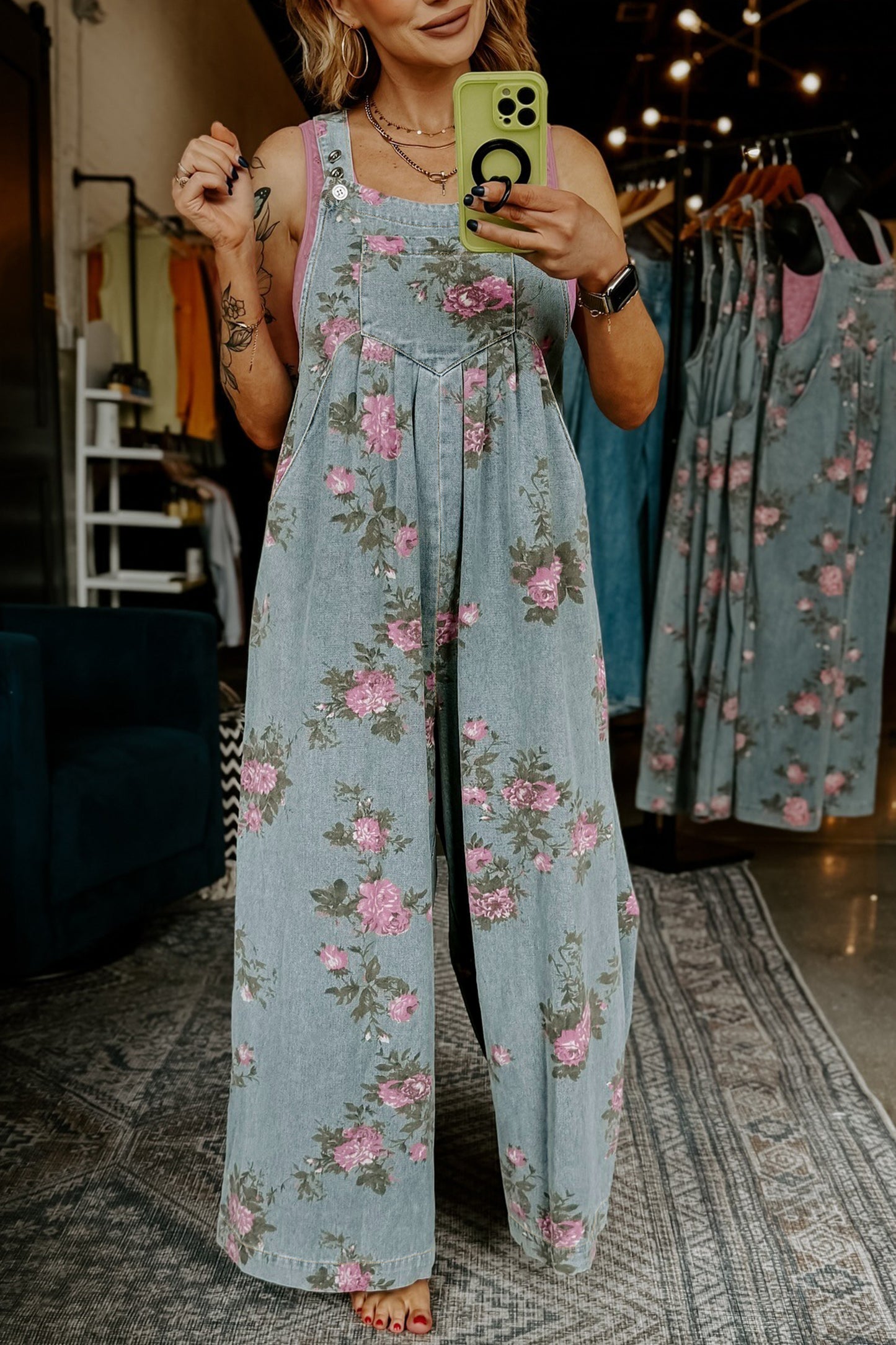 Beau Blue Floral overalls-pre order ship date 4-6
