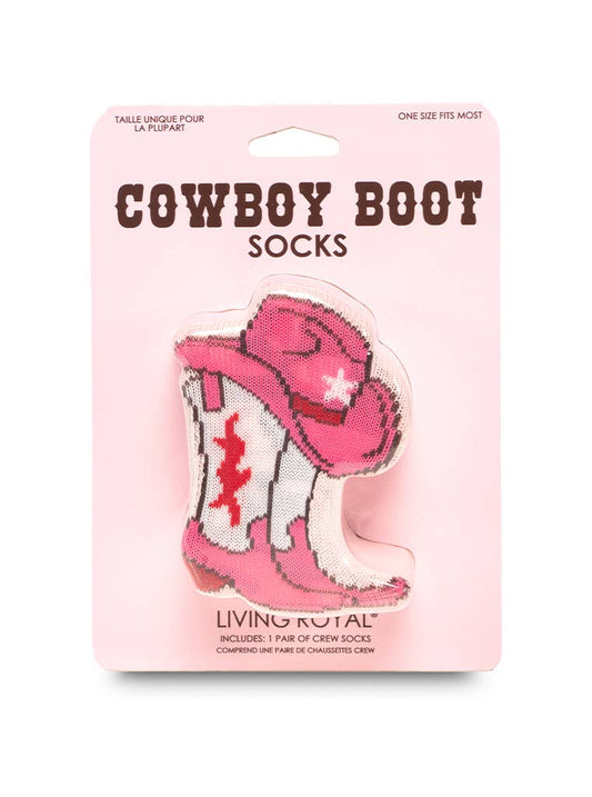 3D Packaged Crew Socks - Western Cowgirl - Pink