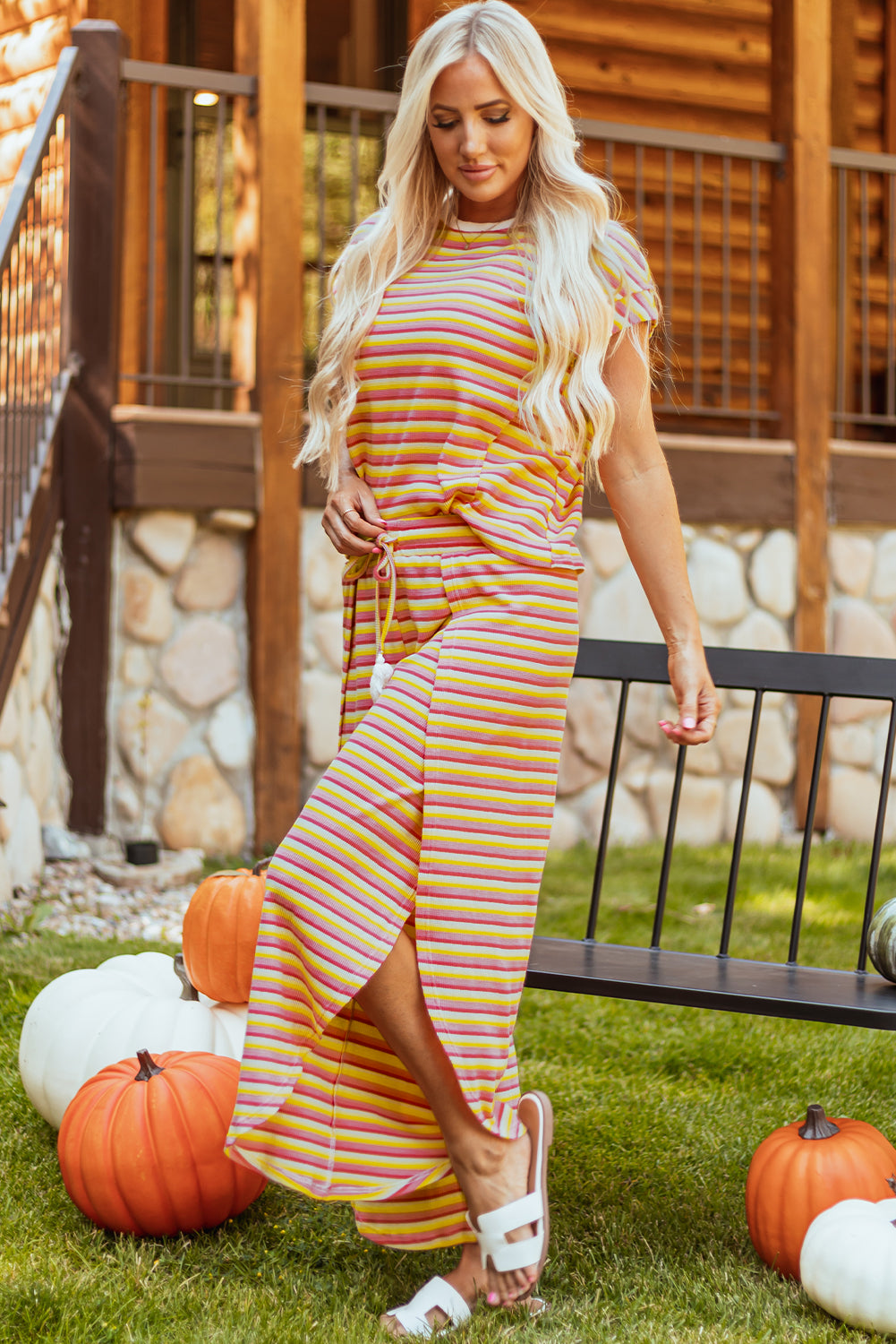 Sunny Trails Rainbow Tassel Pants Set