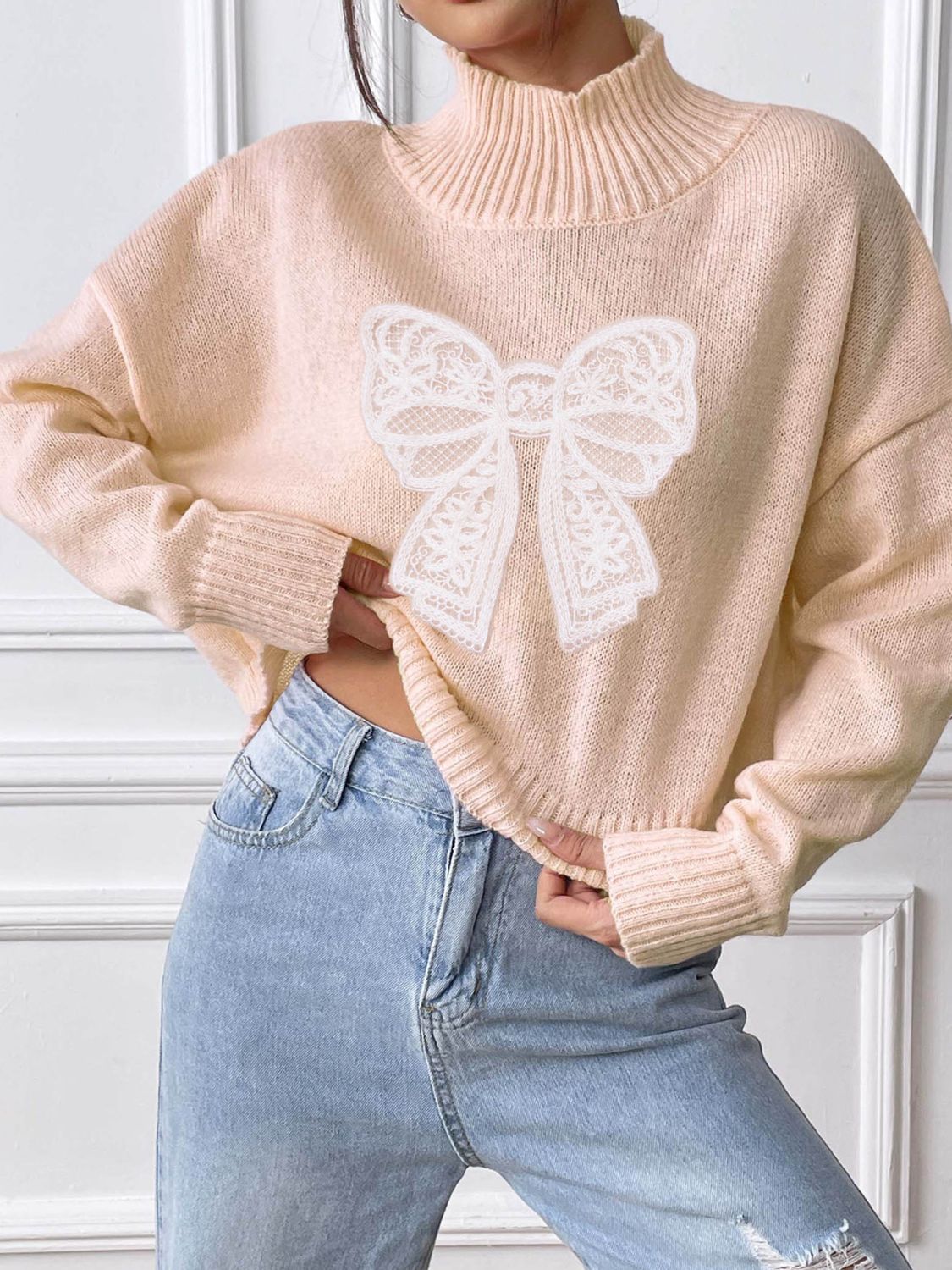 Bows & Comfort Turtleneck Sweater