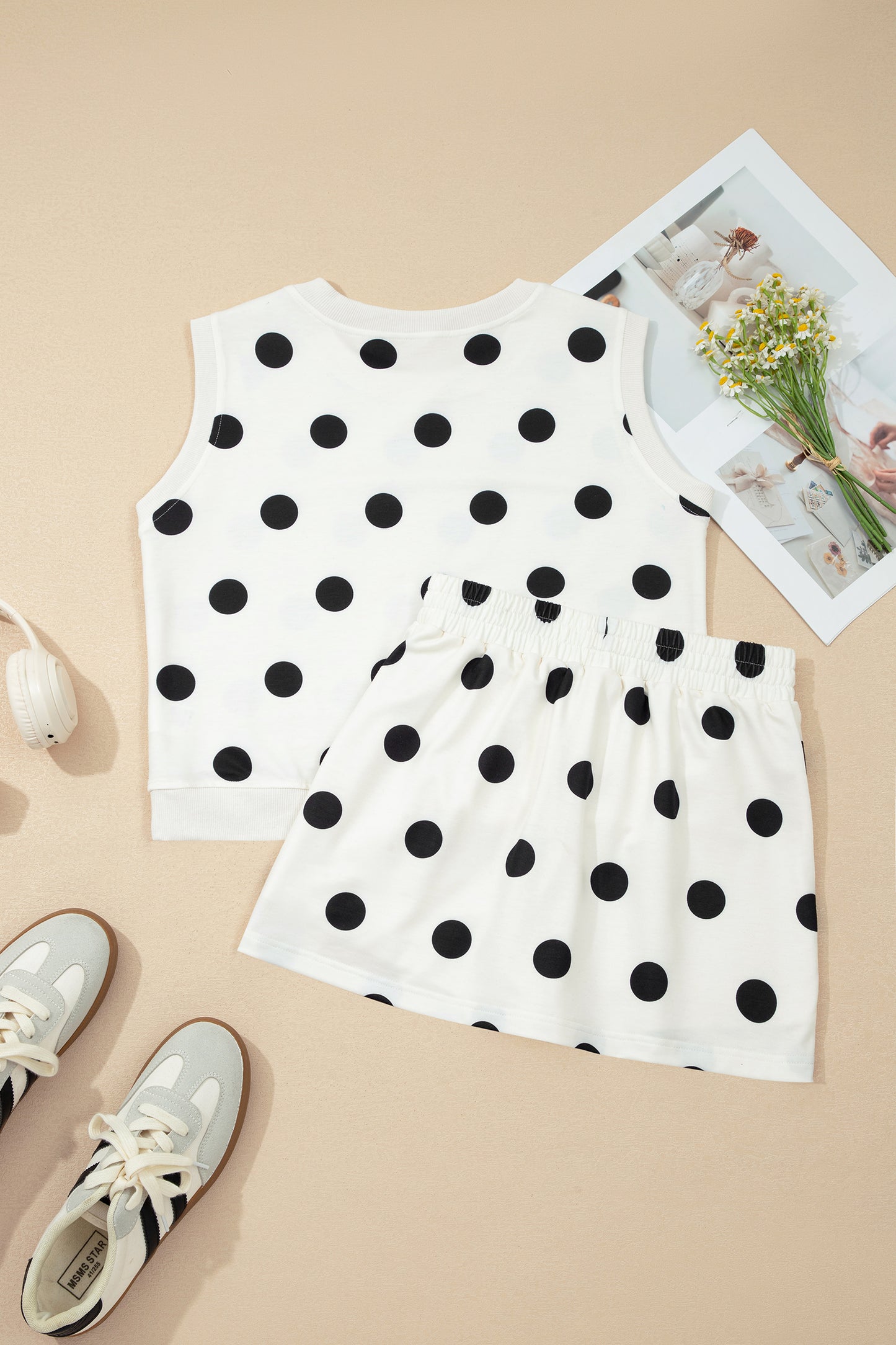 Sky Blue Polka Dot Mini Skort Set pre order