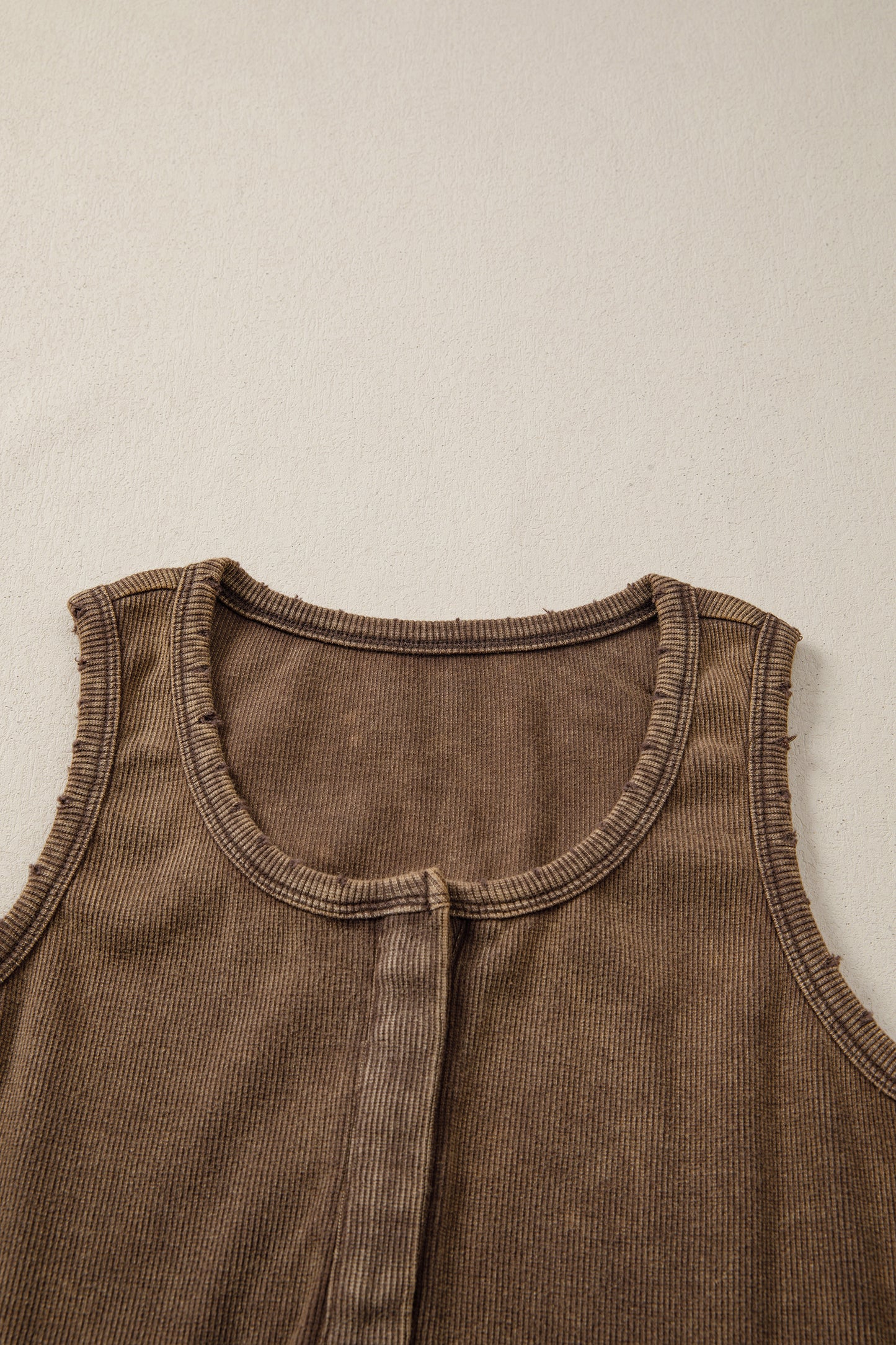 Blue Vintage Distressed Ribbed Mineral Wash Tank Top