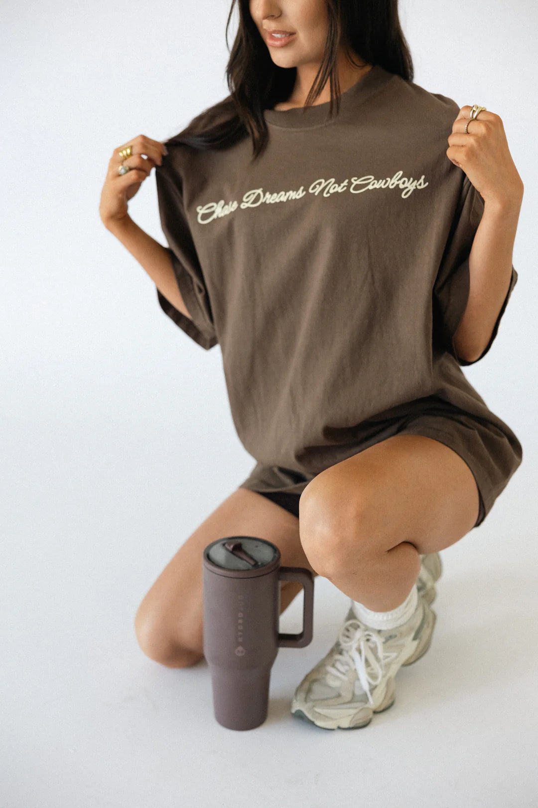 Chase Dreams Script Tee- Brown ready to ship