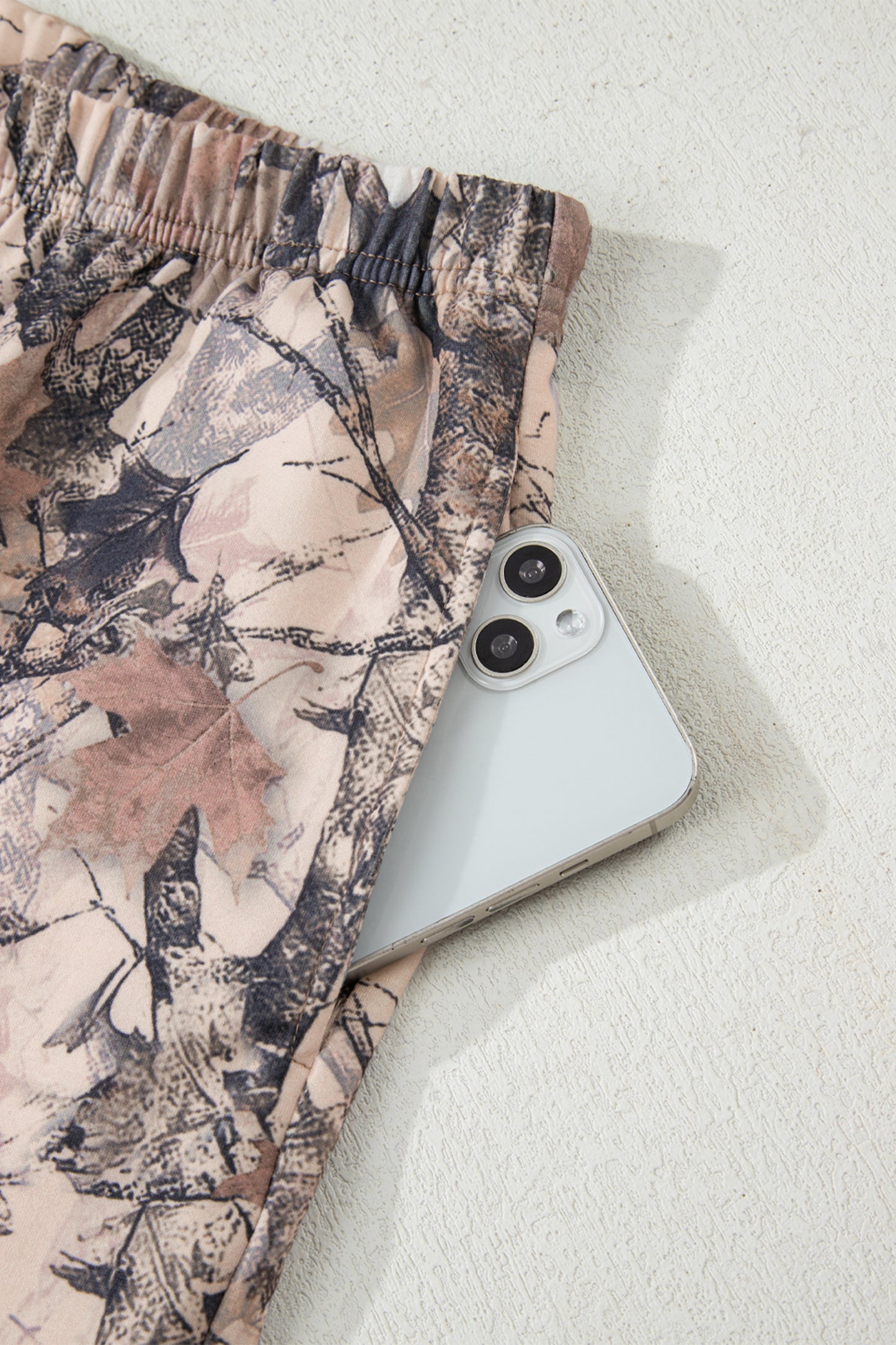 Khaki Camo  Long Sleeve Pullover Shorts Set