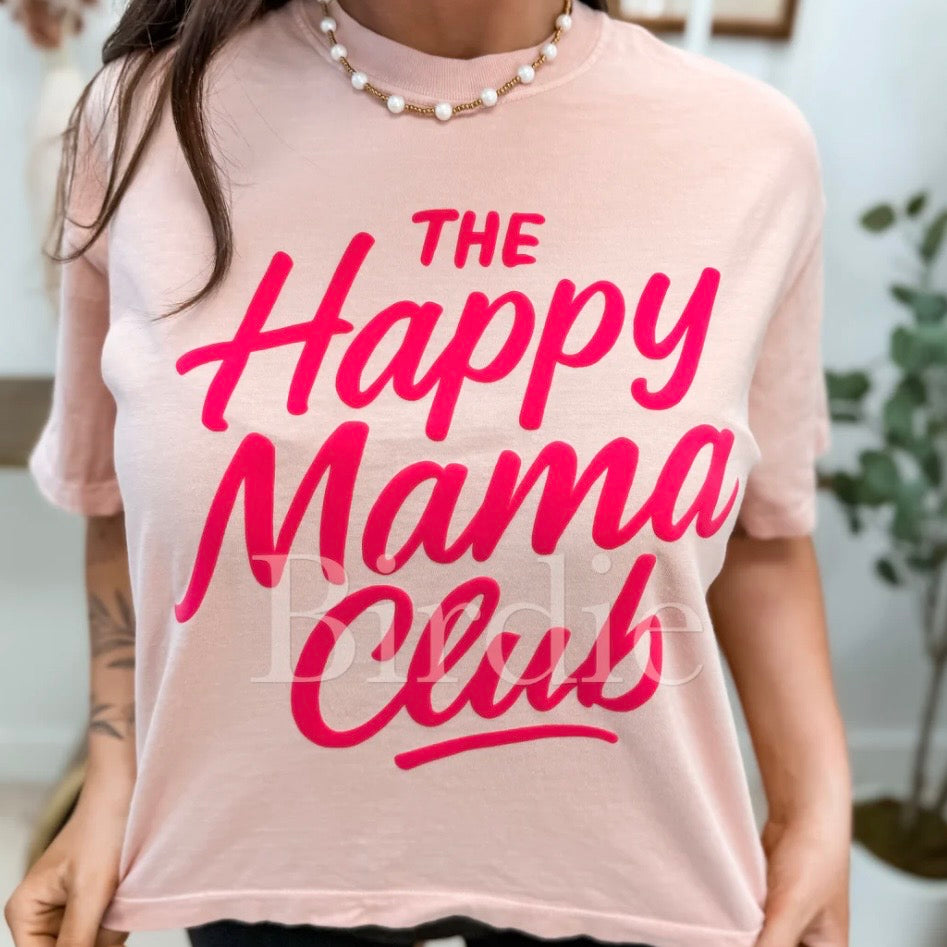 Happy Mama Club Vinyl Graphic Boxy Tee on Peach