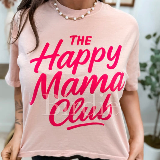 Happy Mama Club Vinyl Graphic Boxy Tee on Peach