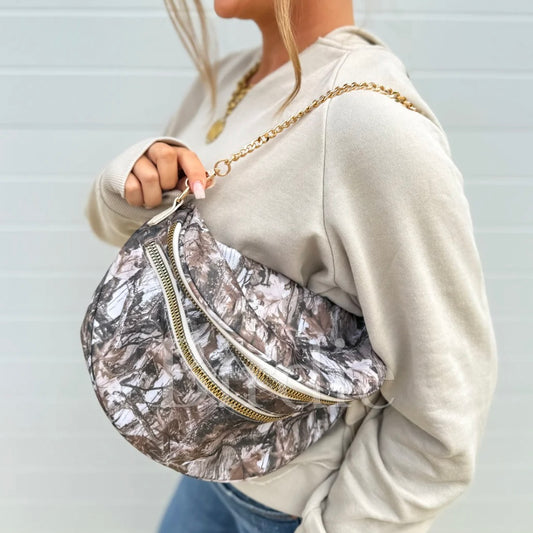 Birdie PREORDER Dark Camo Double Zipper Crossbody Bag