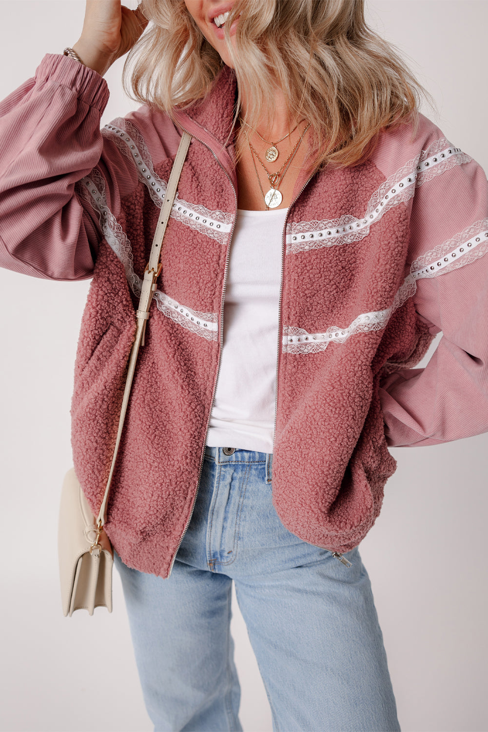 Rose Pink Sherpa Jacket