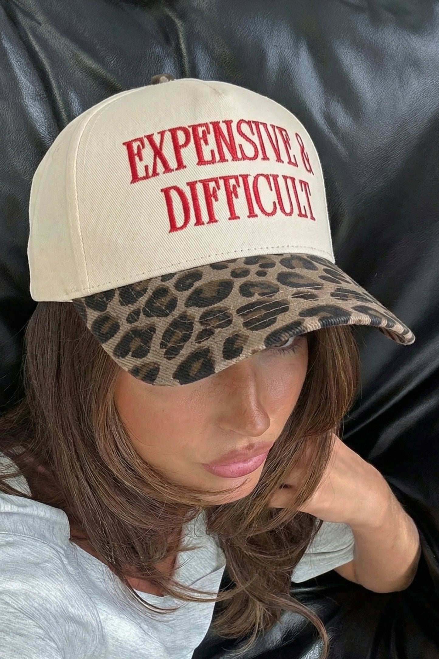 Red Dahlia EXPENSIVE & DIFFICULT Leopard Contrast Brim Cap