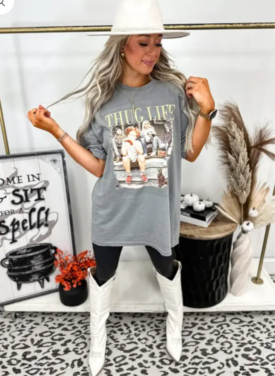 Thug Life Gray Graphic Tee