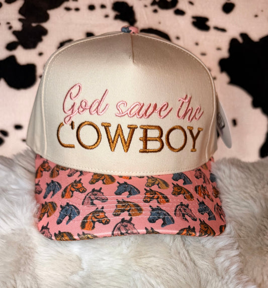 God save the cowboy trucker hat