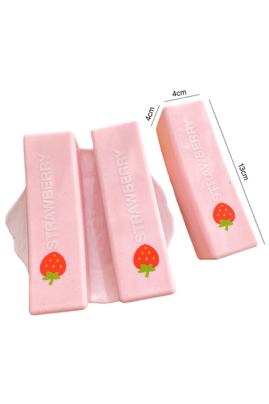 Pink Strawberry Print Soft Sticker Decompression Squeeze Toy