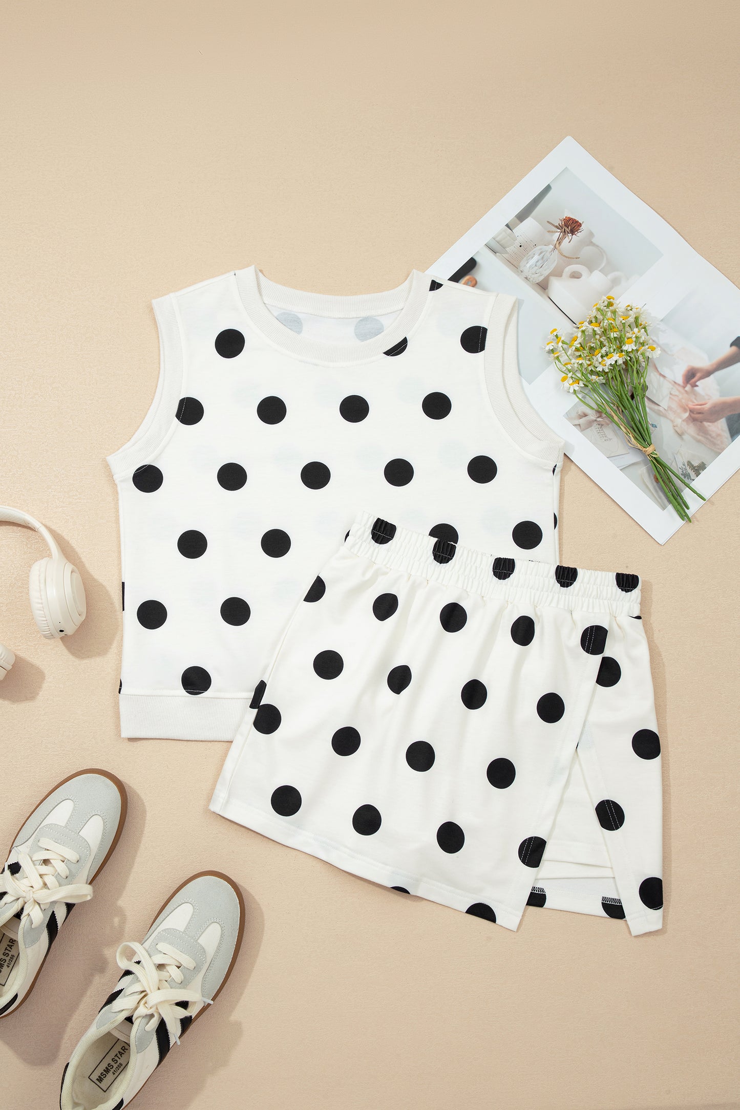 Sky Blue Polka Dot Mini Skort Set pre order