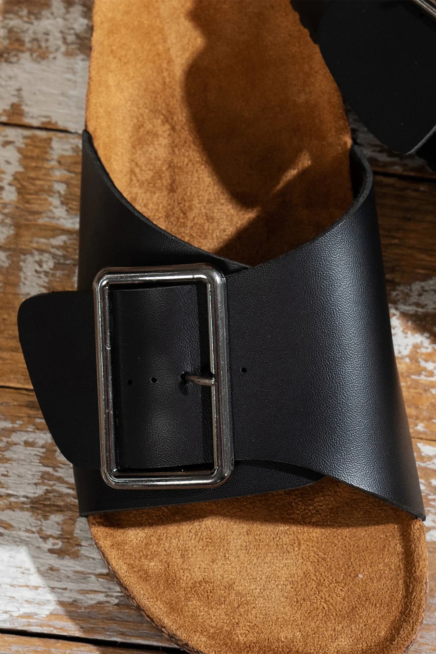 Buckle Strap Flat Slippers