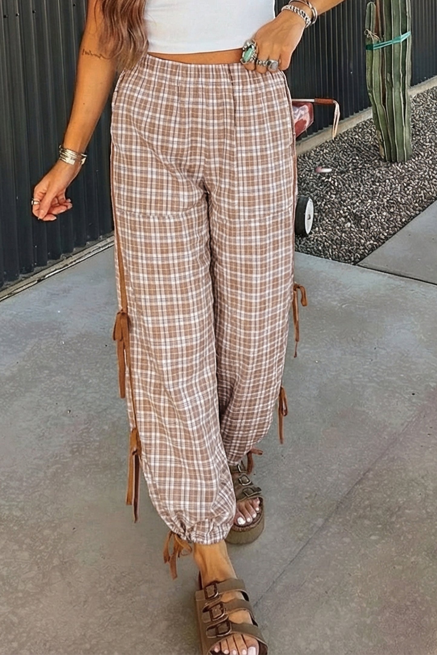 Chestnut Bow Tie Jogger Pants